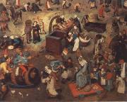 BRUEGEL, Pieter the Elder Battle between carnival and fast oil on canvas